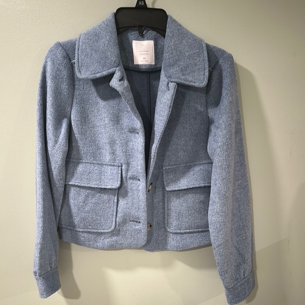 LC Lauren Conrad Blue Cropped Blazer Tailored Jacket